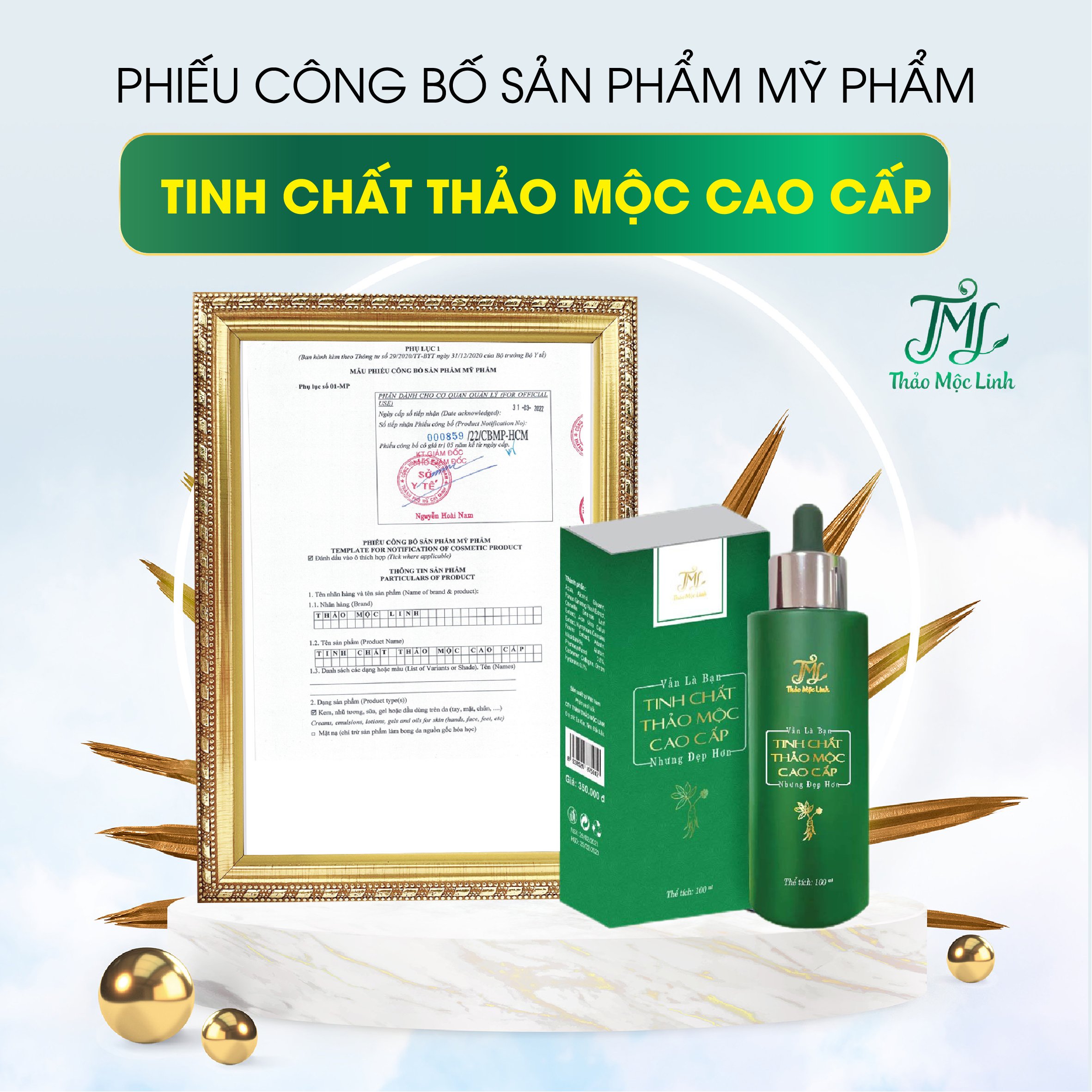 GIẤY CÔNG BỐ SẢN PHẨM TINH CHẤT THẢO MỘC LINH